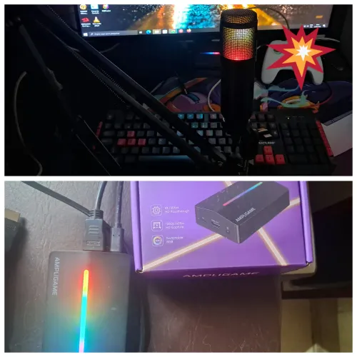 Kit streamer placa de captura Fifine com microfone condensador RGB 