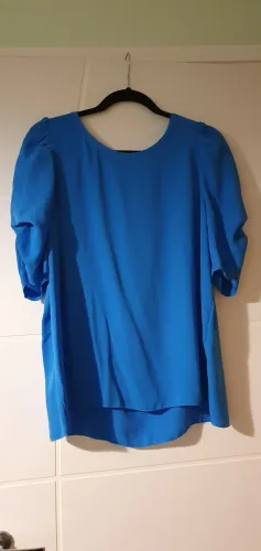 Blusa Azul Manga Drapeada - P. A Concept