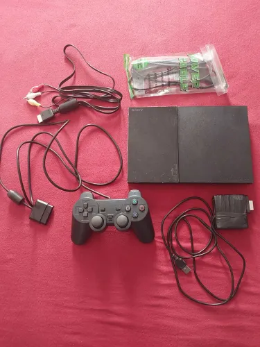 PlayStation 2 Slim - Leitor Funcionando + Cabos e 1 Controle