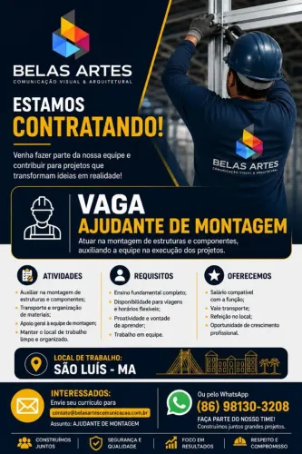 Vaga ajudante de montagem