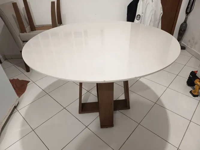 Mesa De Jantar Redonda 4 Lugares 102cm Ella N02 Ypê/Off white