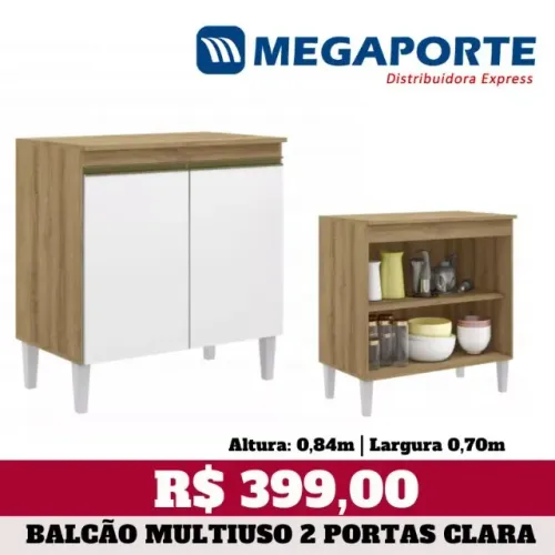 Balcão de Cozinha 2 Portas com 1 Prateleira (Novo) Entrega Grátis!