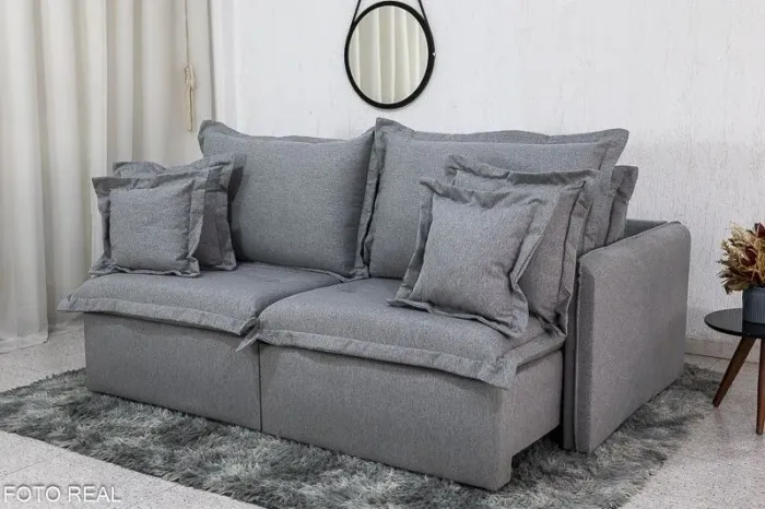 Sofá Retrátil Reclinável 2.00m Lais Molas Bonnel Linho tt442m