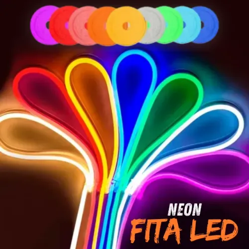 Mangueira Led Neon 5m Corte 2,5cm Flex 12v + Fonte Bivolt _ CS137