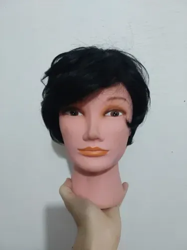 Peruca cabelo humano curta preta