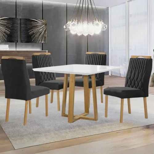 Sala de Jantar 4 Cadeiras Sther Madeira Maciça tt65
