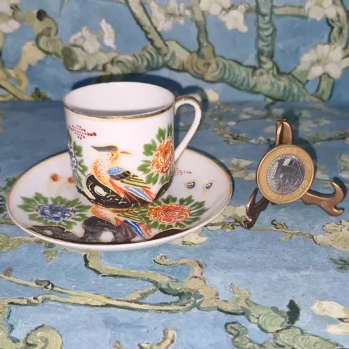 "H" Xícara com pires,casca de ovo "h" vintage,porcelana japonesa, de colecionador, pintada