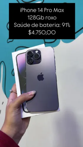 IPhone 14 Pro Max / 128 GB Roxo /  Saúde de bateria 91% / R$ 4.750,00
