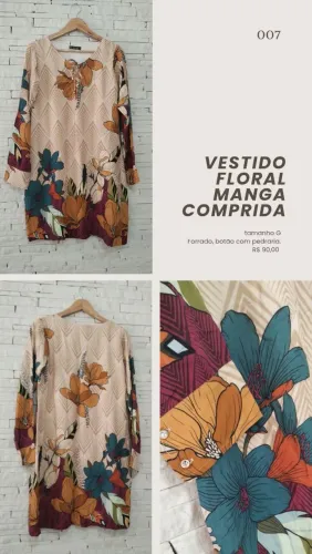 Vestido Floral Manga Comprida