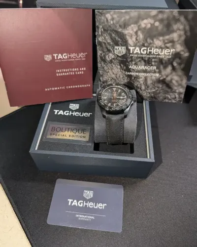 ag Heuer Aquaracer 41MM pulseira têxtil com mostrador de carbono (WBD218A.FC6445)