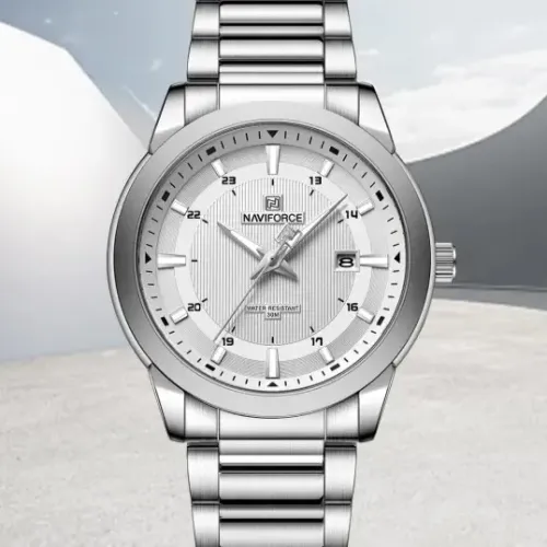 Relógio Naviforce Clássico Masculino Quartzo Impermeável com Pulseira de Aço Inoxidável