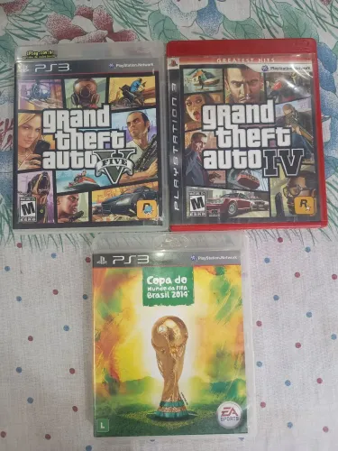 3 jogos PS3 - GTA V, GTA IV e Copa do Mundo FIFA Brasil 2014