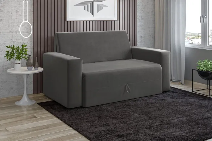 Sofá Cama Compacto Veludo Cinza NOVO