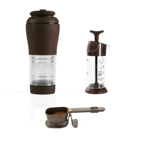 Kit Cafeteira Portátil Tipo Prensa Francesa e Espumador de Leite e Balança Presca