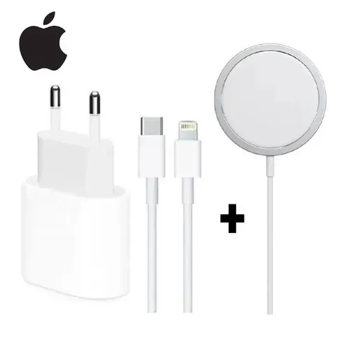 Carregador 20WiPhone 11 12 Pro Xr X Xs Max Cabo e Carregador Indução Magsafe Kit 3 in 1