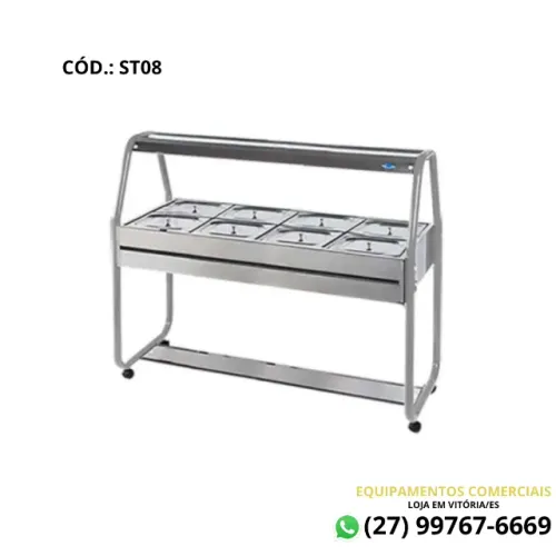 Buffet Self Service Carro Térmico 8 Cubas Quentes Inox - IBET