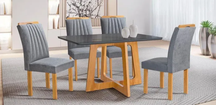Mesa de Jantar + 4 cadeiras  100% MDF 