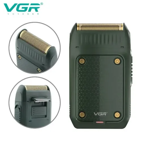 Barbeador Vgr V353 Shaver Profissional Elétrico Com Usb Cor Verde-musgo 110v
