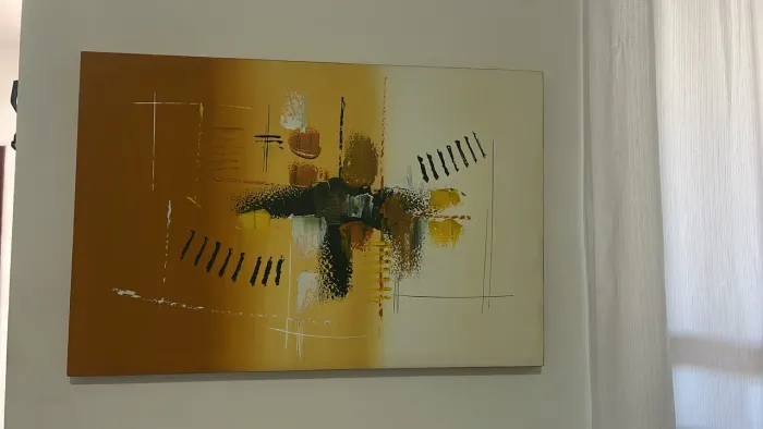 Quadro Abstrato Moderno com Cores Terrosas