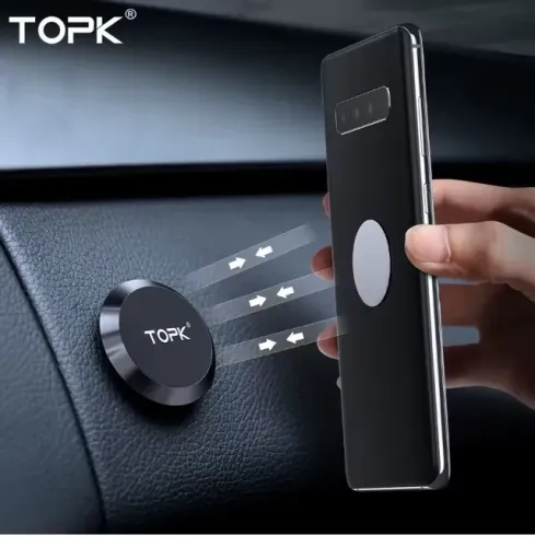 Suporte magnético de telefone para carro, marca TOPK, preto, 2 unidades