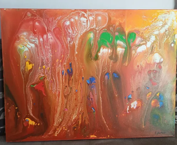 Quadro com formas abstratas tamanho 50×70 - "Mar Vermelho"