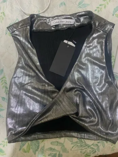 Top cropped prata Calvin Klein Jeans