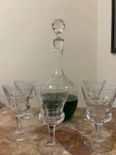 Garrafa com 5 copos cristal bacará