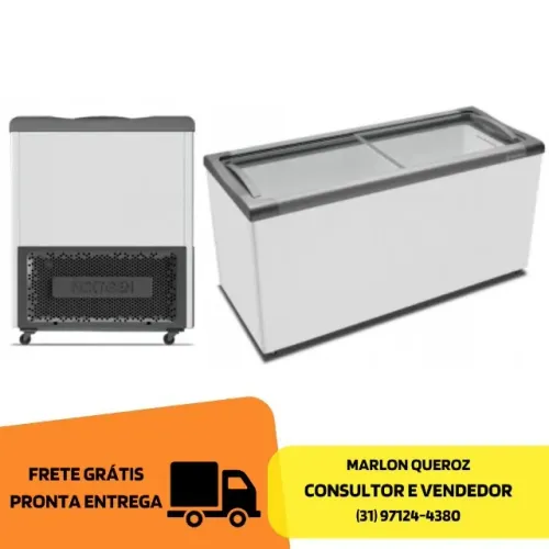 Freezer Horizontal MetalFrio Tampa de Vidro Novo