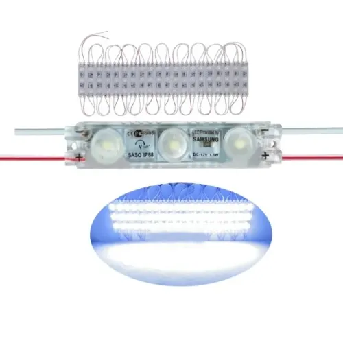 MODULO LED MINI COREANO 1,5W 12V 3 LED IP 68 BRANCO FRIO