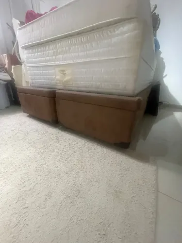 Box Baú Queen Bipartido Suede Marrom