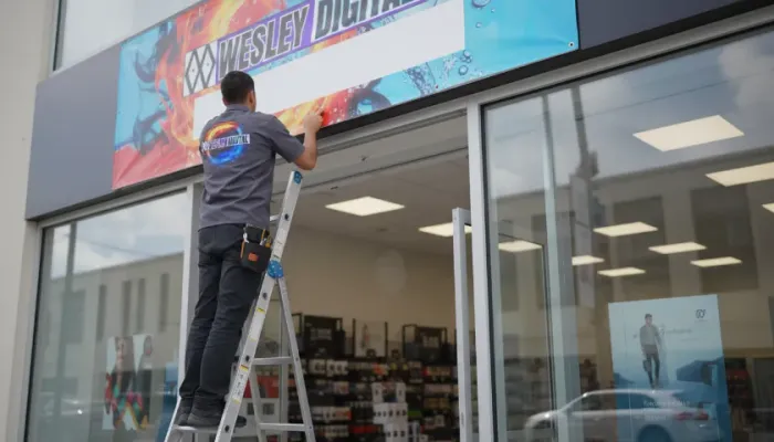 IMPRESSÃO DIGITAL E INSTALAÇÃO DE PLACAS, LONA EM FACHADA DE LOJA