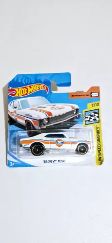 Hotwheels 68 chevy nova gulf branco.