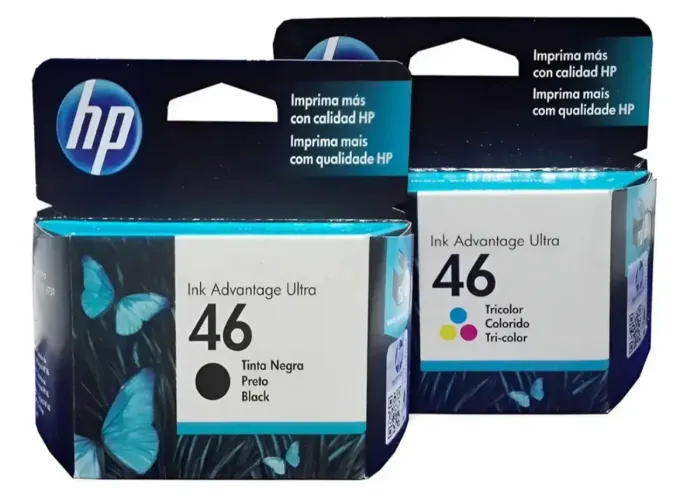 Kit 2 Cartuchos De Tinta 46 Original Hp 2529 4729 5738 5739 - Preto e Color