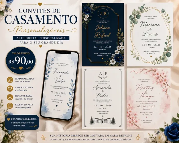 Convite de Casamento Digital Personalizado em PDF
