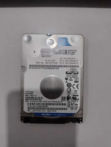 HD Western Digital 500GB para notebook