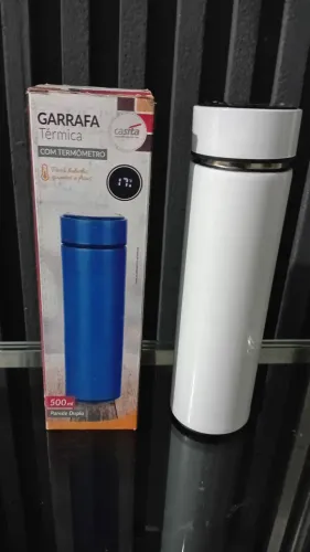 Garrafa térmica, nova, 500ml, com termômetro sem bateria, mostruário