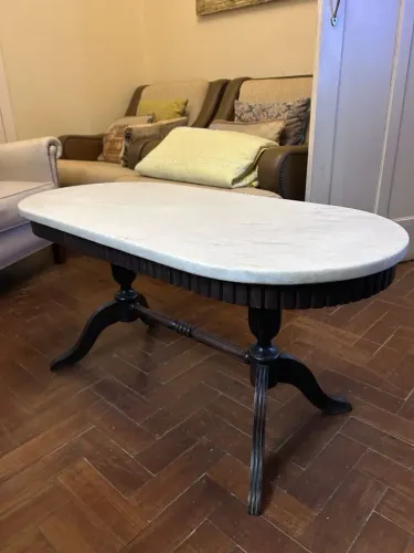 jogos de mesa de centro e laterais madeira e mármore