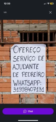 Faço serviços de ajudante de pedreiro