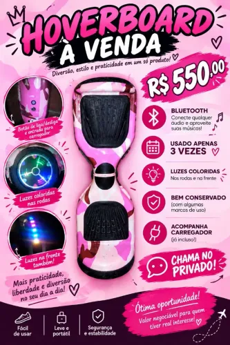 Hoverboard Rosa e marrom,estampa tipo camuflagem