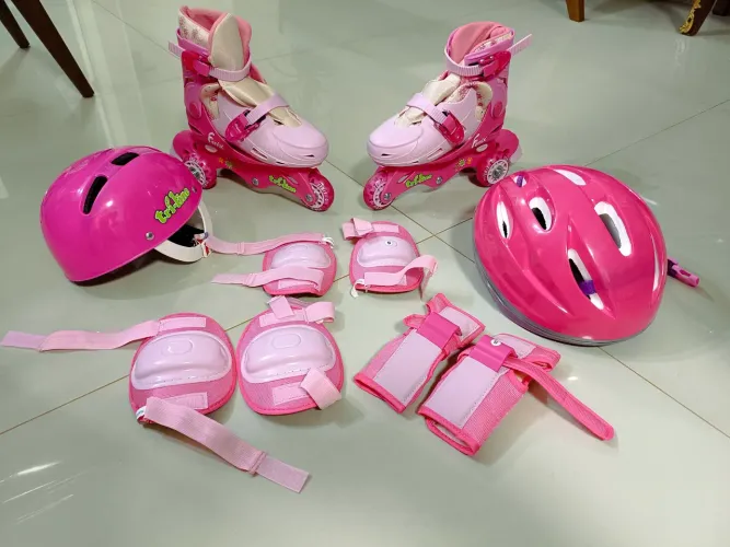 Conjunto Triline patins 3 Rodas tamanho 30 ao 34 ajustável