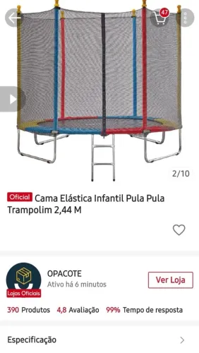 Cama elástica infantil 2,44 mts