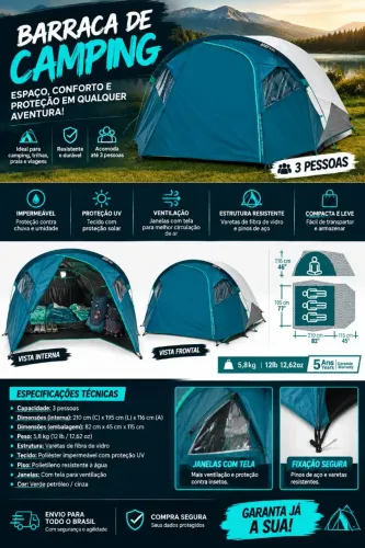 Barraca quechua arpenaz 3 fresh&black