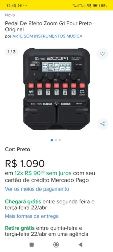 Pedaleira zoom nova com fonte