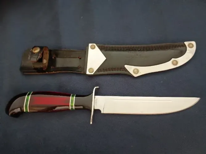 Faca Esportiva Jacques Inox 25,5cm Com Bainha Couro + Brinde