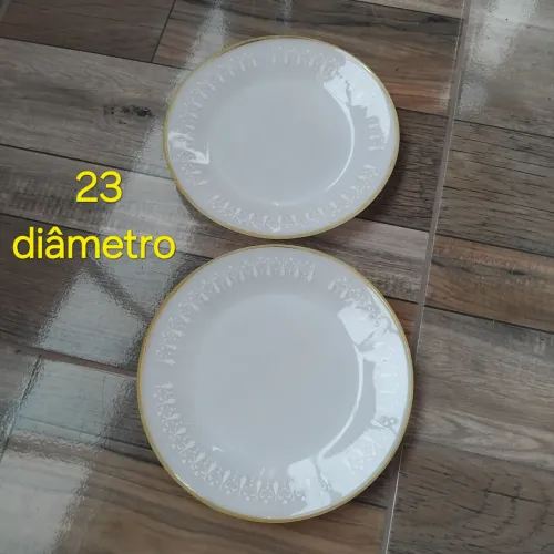 2 pratos rasos termo rey gravatinha branca 