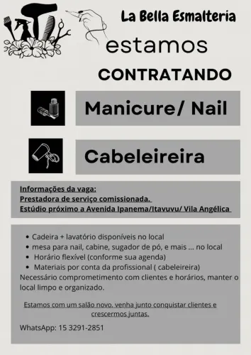Vaga em salão para cabeleireira