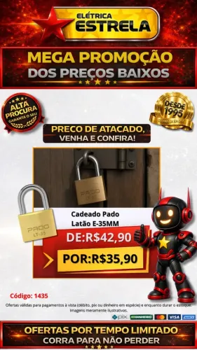 Cadeado Pado Latão E-35mm - Oferta Especial | Código 1435