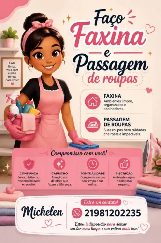 Faxinas e passagem de roupas