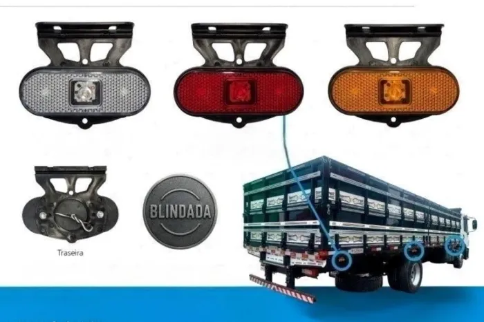 Lanterna lateral de Posição em LED com haste P/caminhões e carretas