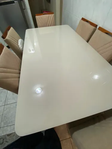 Mesa de Jantar 6 Lugares tampo de vidro